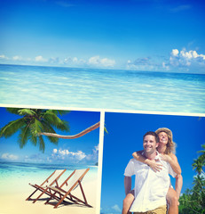 Canvas Print - Honeymoon Couple Romantic Summer Beach Concept