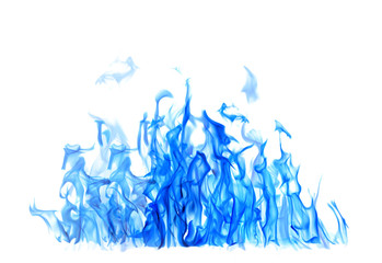 Sticker - dark and bright blue fire on white background