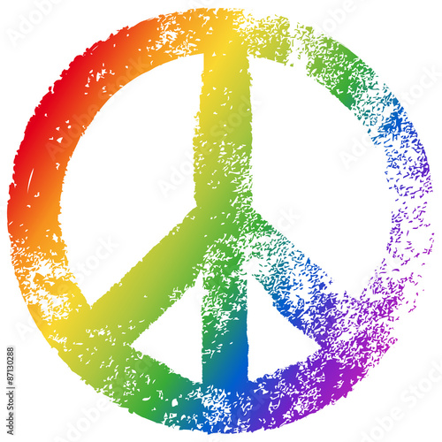 Fotografía Friedenszeichen, Regenbogenfarben, Vektor, Grunge, freigestellt