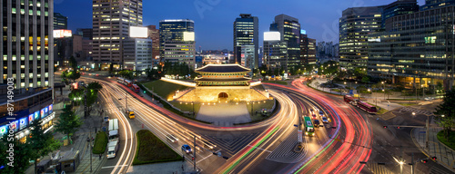 Plakat Sungnyemun Namdaemun Gate w Seulu w Korei