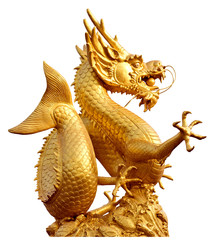 Wall Mural - Gold Dragon Sculpture Figure Art China, Phuket Thailand