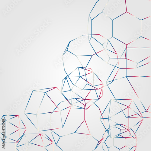 Fototapeta do kuchni Abstract geometric background with frames volumetric geometric shapes. Scientific and technical concept.