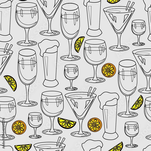 Naklejka samoprzylepna Wzór z kieliszków koktajlowych do menu restauracji lub baru