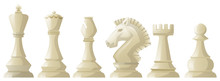 White Chess Pieces In A Row