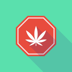 Poster - Long shadow stop signal with a marijuana leaf