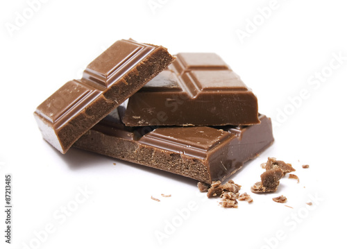 Fotografie, Obraz Milk chocolate isolated on white background