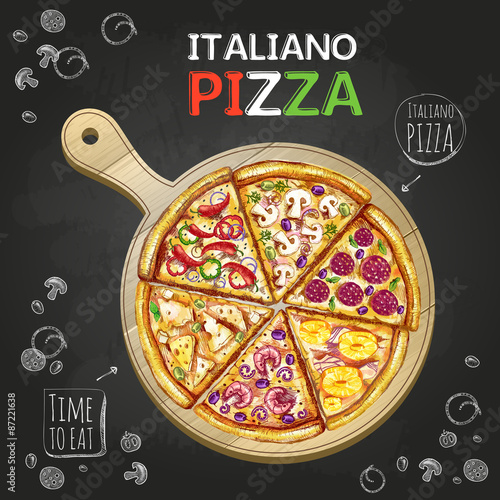 Tapeta ścienna na wymiar Italiano Pizza poster background