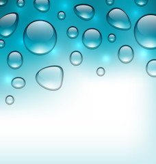 Wall Mural - Water abstract background with drops, place for your text