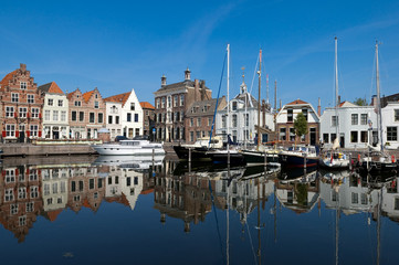 Wall Mural - Boats in Goes city harbor, Netherlands