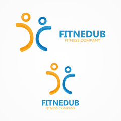 Wall Mural - Vector two fitness man logo or icon