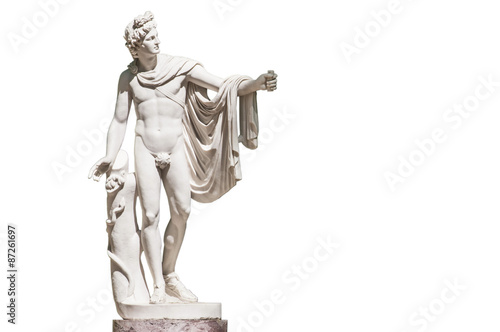 Fotografia Statue of Apollo Belvedere isolated on white