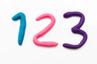 © Panitan - plasticine number 1 2 3 shape on white background