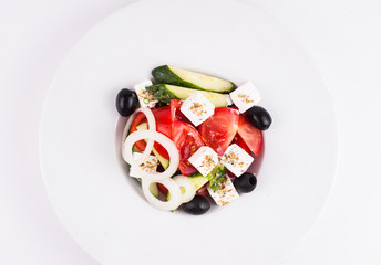 fresh vegetable salad isolated on white background