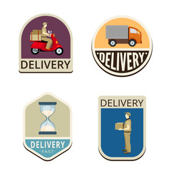 Fototapete - Delivery Vintage Labels vector icon design collection. Car, Motorbike