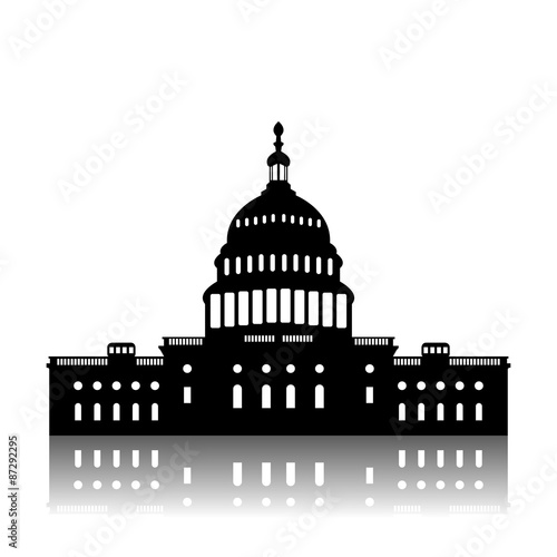 Fotografia, Obraz Washington Capitol building skyline silhouette vector
