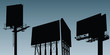 A set of three modern billboard structure silhouettes.