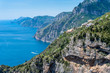 View of Amalfi Coast from Positano to isle of Capri,  from hiking trail Pass of the Gods.