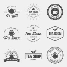 Vector Set Of Tea Shop Labels, Badges And Design Elements