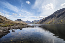Stunning Landscape Of Wast Water And Lake District Peaks On Summ