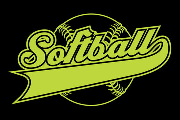 Poster - Softball Design With Banner is an illustration of a softball design with a softball and text.
