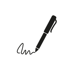 the signature icon. pen and undersign, underwrite, ratify symbol. flat