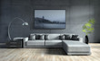 Sofa vor Betonwand mit Bild