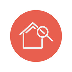 Poster - House and magnifying glass thin line icon