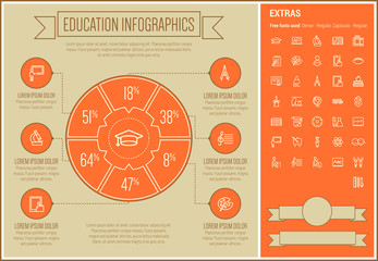 Wall Mural - Education Line Design Infographic Template