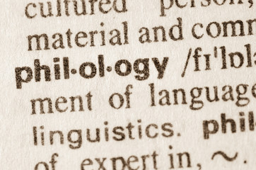 Wall Mural - Dictionary definition of word philology