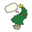 © lineartestpilot - cartoon dancing christmas tree with speech bubble