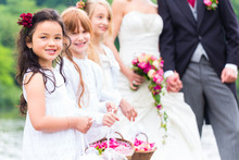 Wedding Bridesmaids Children With Flower Basket