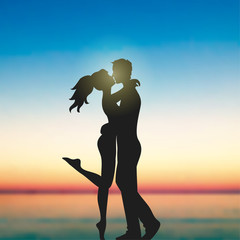 Wall Mural - Lovers under Sunset