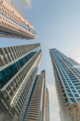 Tall Dubai Marina skyscrapers in UAE