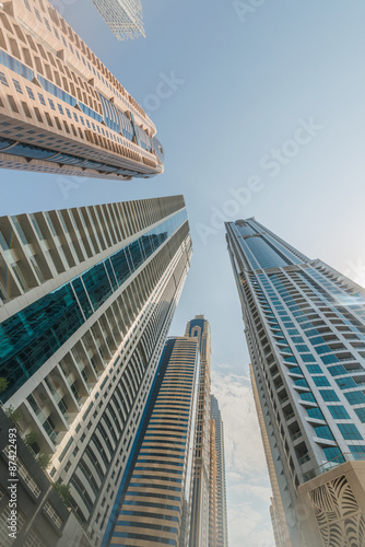 Plakat na zamówienie Tall Dubai Marina skyscrapers in UAE