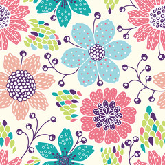Poster - Seamless floral pattern