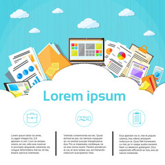Wall Mural - business financial documents cloud graph laptop