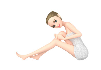 3D illustration character - Beautiful woman skin care image