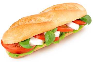 Wall Mural - sandwich with caprese salad isolated on white