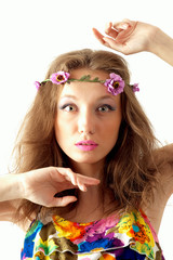 pretty teenage girl with floral dress