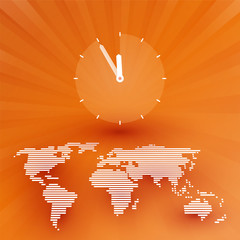 Wall Mural - Orange world map with a countdown clock