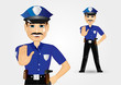 policeman with mustache showing stop gesture