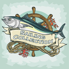 Nautical Label with sample text, Sailing Collection