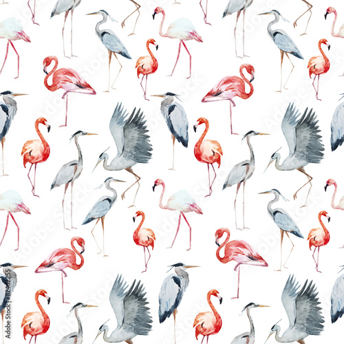 Naklejka - mata magnetyczna na lodówkę Flamngo and heron pattern