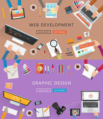 Poster - Flat designed banners for web development and graphic design. Vector