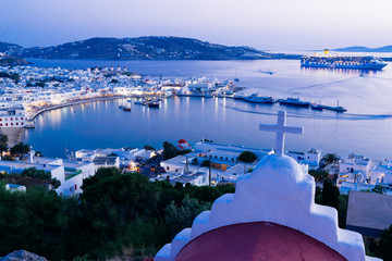 Wall Mural - Mykonos town at sunset, Greece