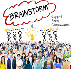 Canvas Print - Brainstorming Thinking Support Share Communication Concept