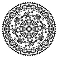Round Mehndi, Indian Henna Tattoo Pattern
 