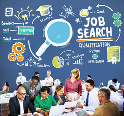 Wall Mural - Job Search Qualification Resume Recruitment Hiring Application C