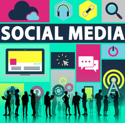 Wall Mural - Social Media Social Networking Connection Media Link Concept