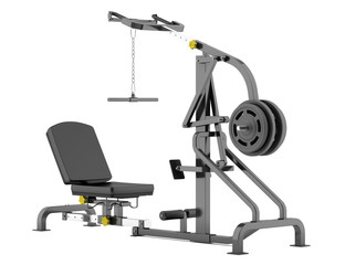 lever gym machine isolated on white background